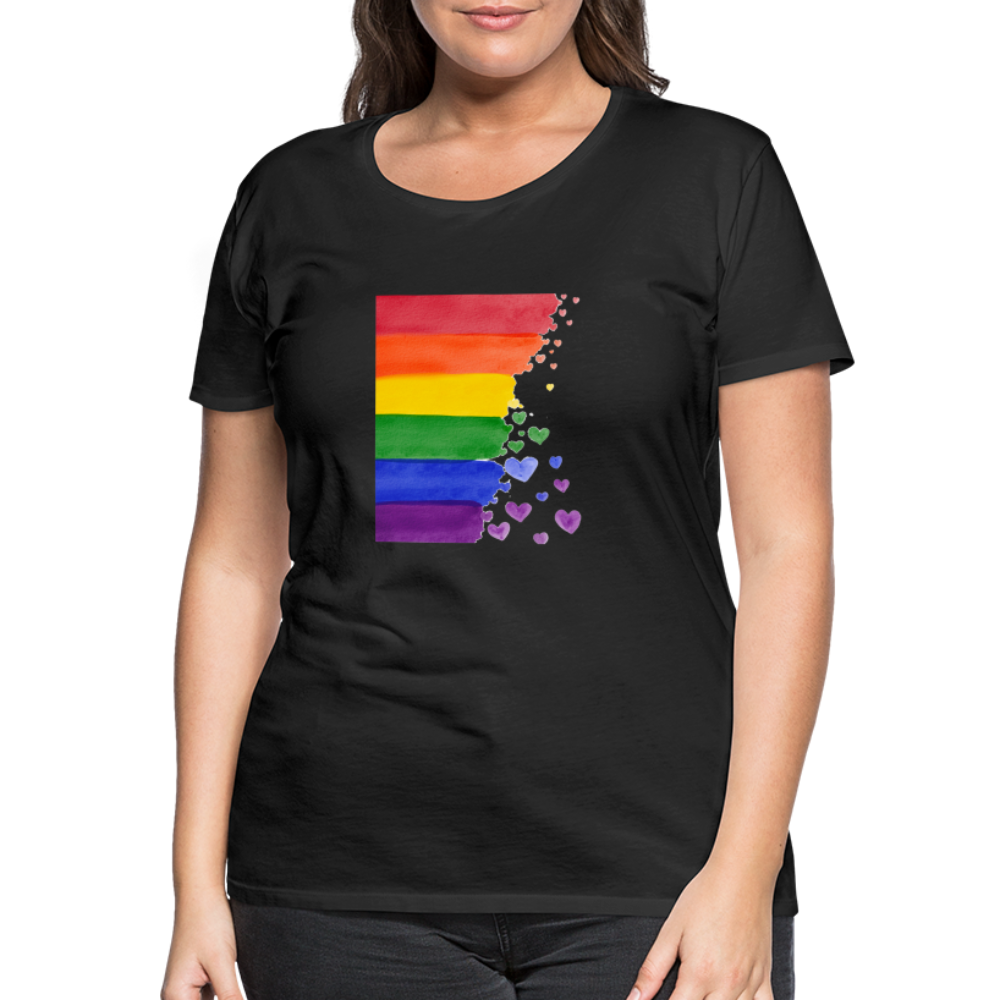 Frauen Premium T-Shirt - LGBT Streifen - Schwarz