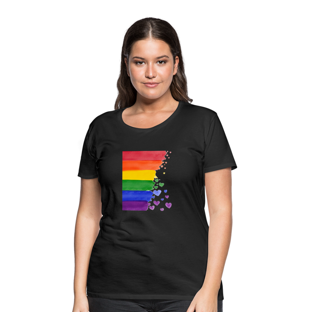 Frauen Premium T-Shirt - LGBT Streifen - Schwarz