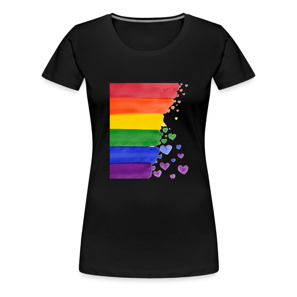 Frauen Premium T-Shirt - LGBT Streifen - Schwarz