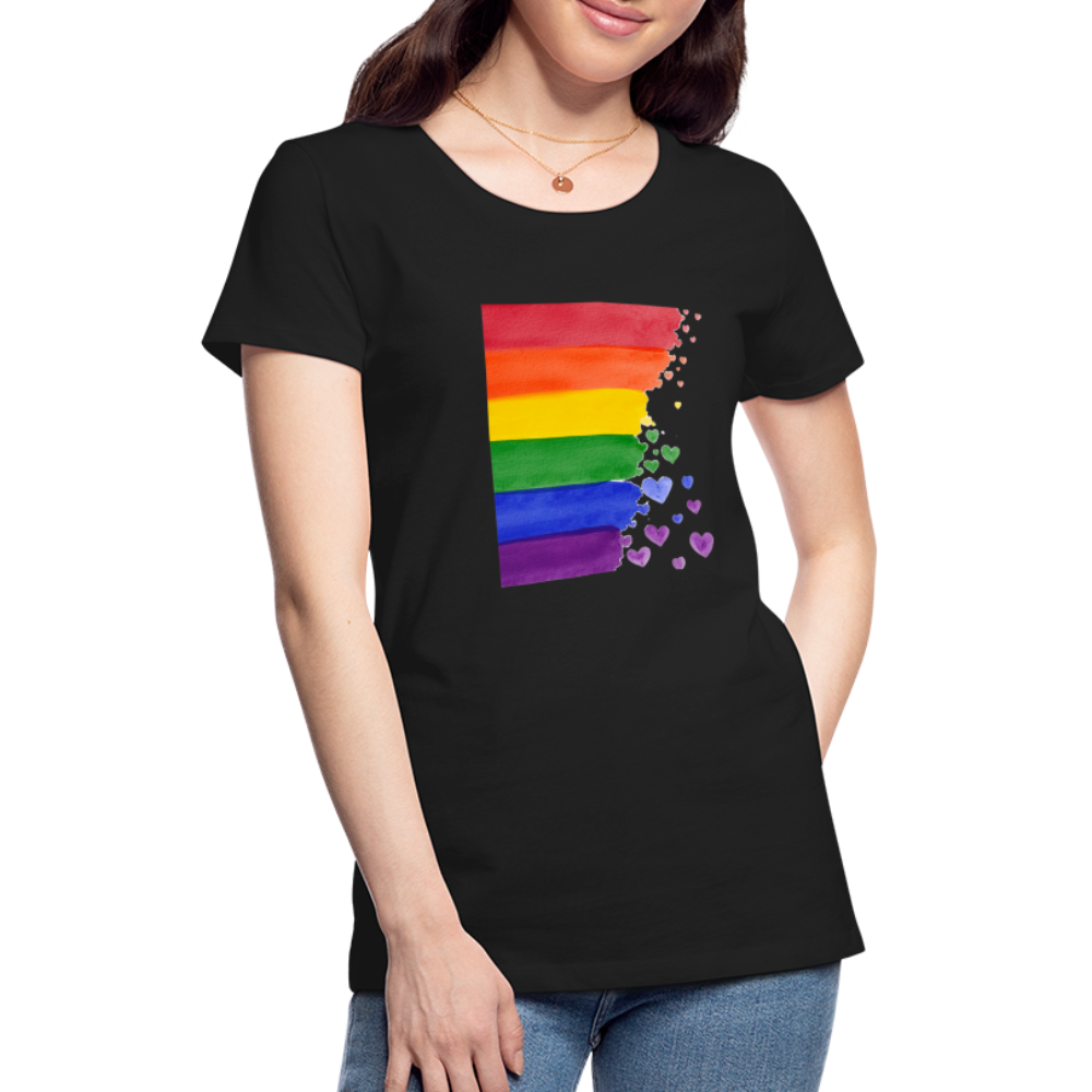 Frauen Premium T-Shirt - LGBT Streifen - Schwarz