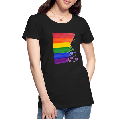 Frauen Premium T-Shirt - LGBT Streifen - Schwarz