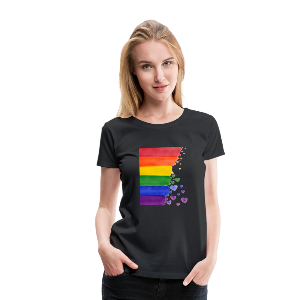 Frauen Premium T-Shirt - LGBT Streifen - Schwarz