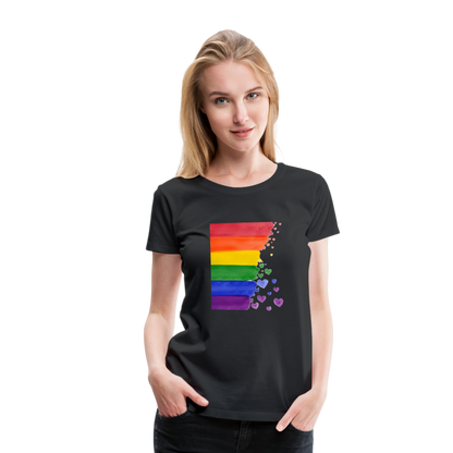 Frauen Premium T-Shirt - LGBT Streifen - Schwarz