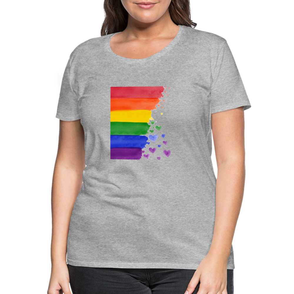 Frauen Premium T-Shirt - LGBT Streifen - Grau meliert