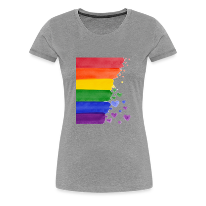 Frauen Premium T-Shirt - LGBT Streifen - Grau meliert