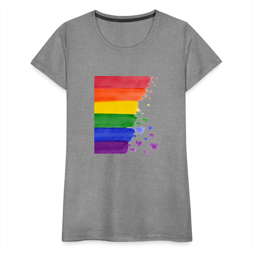 Frauen Premium T-Shirt - LGBT Streifen - Grau meliert