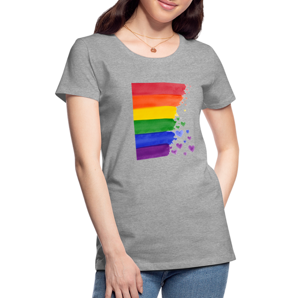 Frauen Premium T-Shirt - LGBT Streifen - Grau meliert