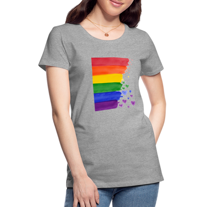 Frauen Premium T-Shirt - LGBT Streifen - Grau meliert