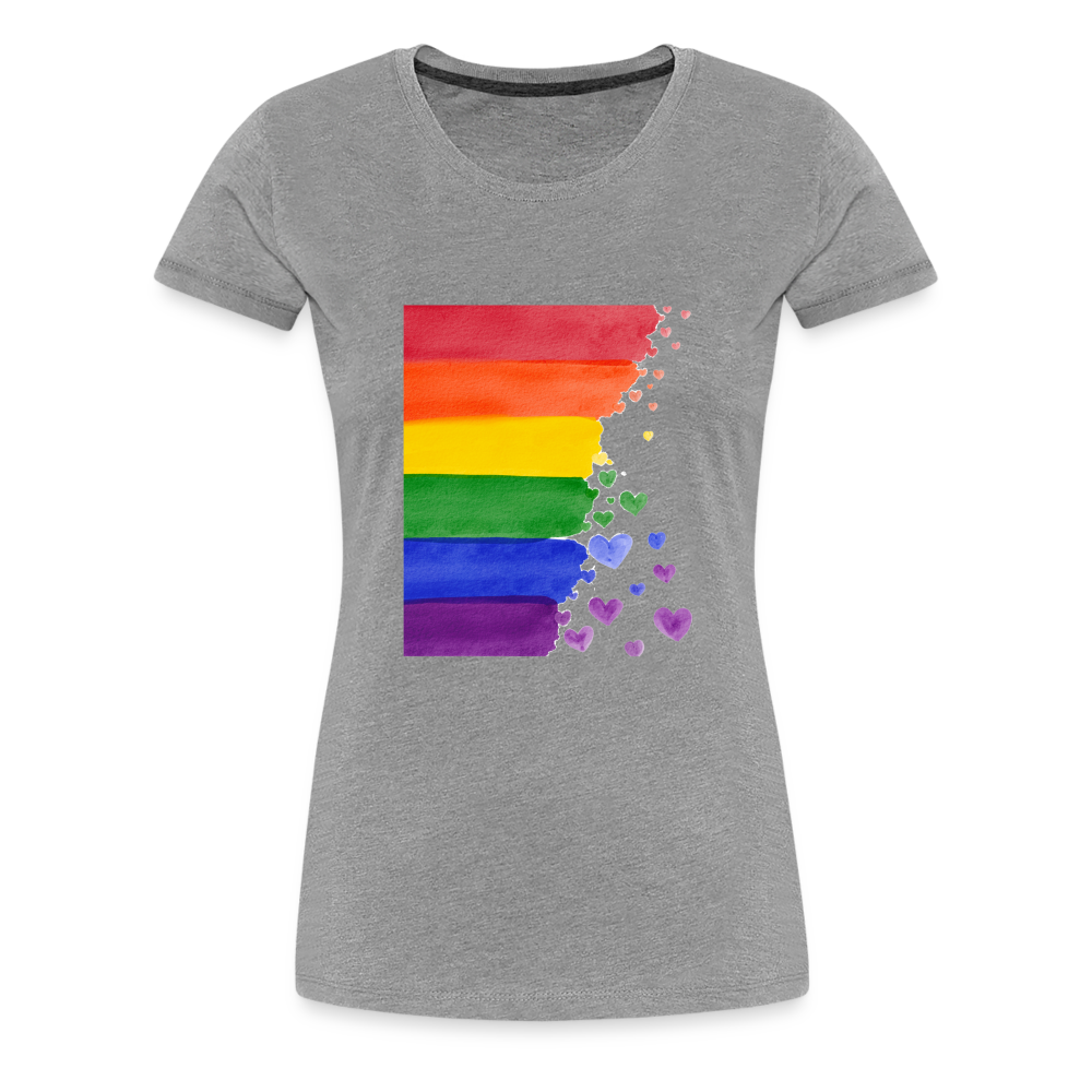 Frauen Premium T-Shirt - LGBT Streifen - Grau meliert