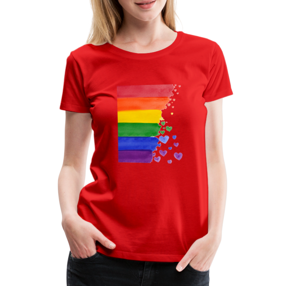 Frauen Premium T-Shirt - LGBT Streifen - Rot