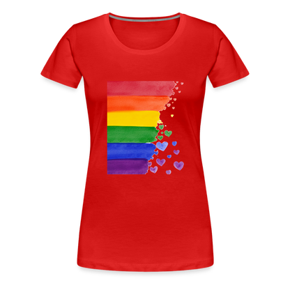 Frauen Premium T-Shirt - LGBT Streifen - Rot