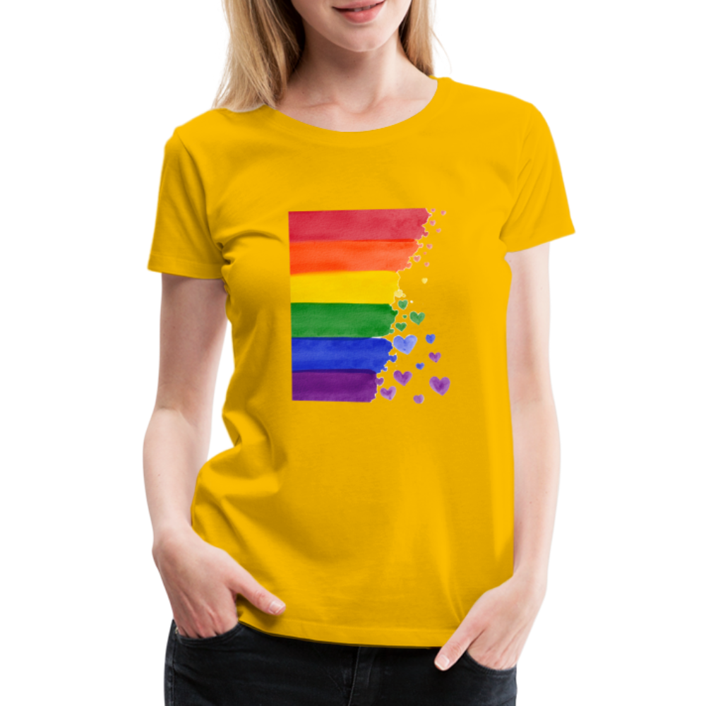 Frauen Premium T-Shirt - LGBT Streifen - Sonnengelb