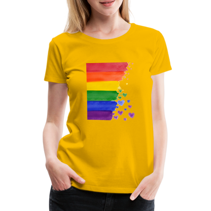 Frauen Premium T-Shirt - LGBT Streifen - Sonnengelb