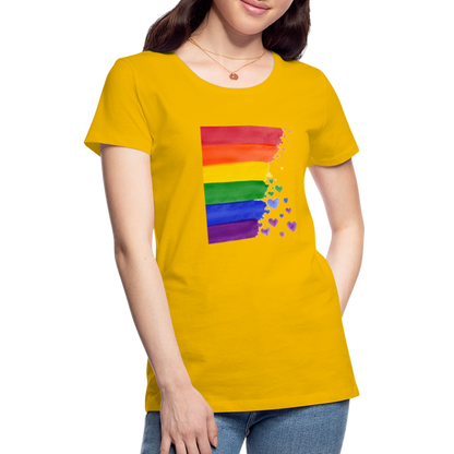 Frauen Premium T-Shirt - LGBT Streifen - Sonnengelb