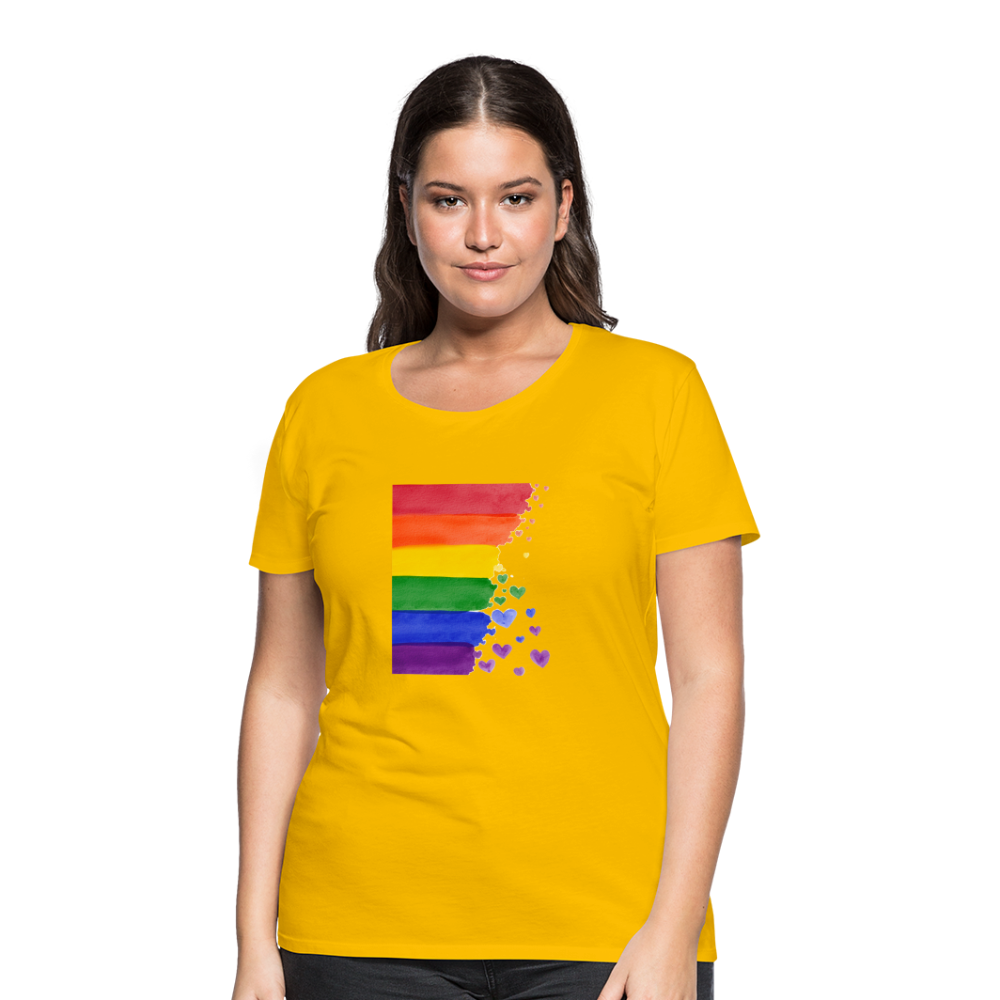 Frauen Premium T-Shirt - LGBT Streifen - Sonnengelb