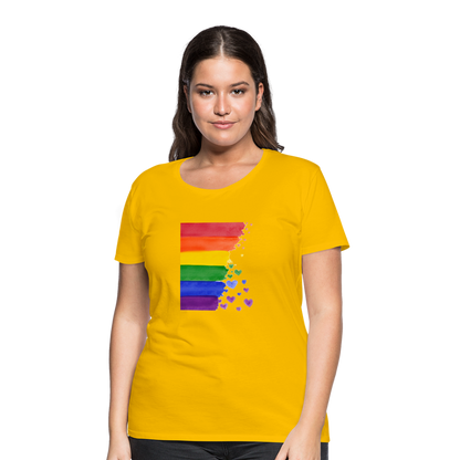 Frauen Premium T-Shirt - LGBT Streifen - Sonnengelb