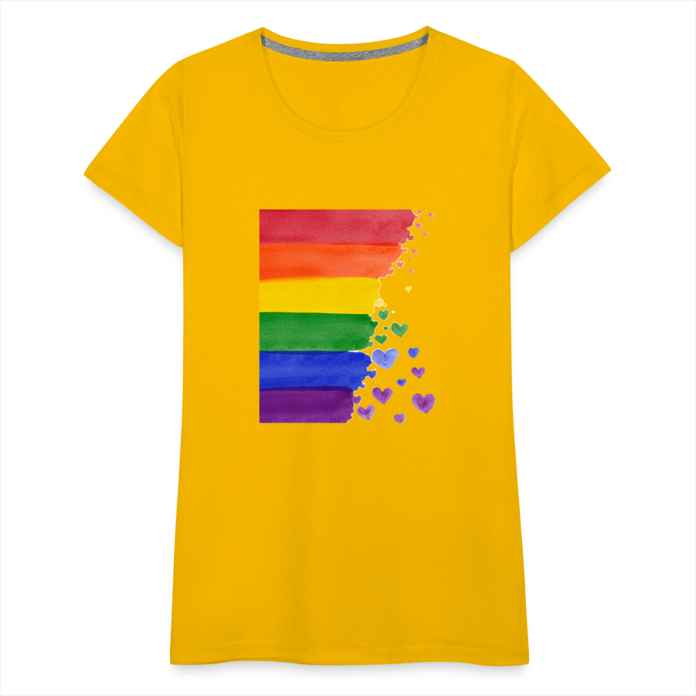 Frauen Premium T-Shirt - LGBT Streifen - Sonnengelb