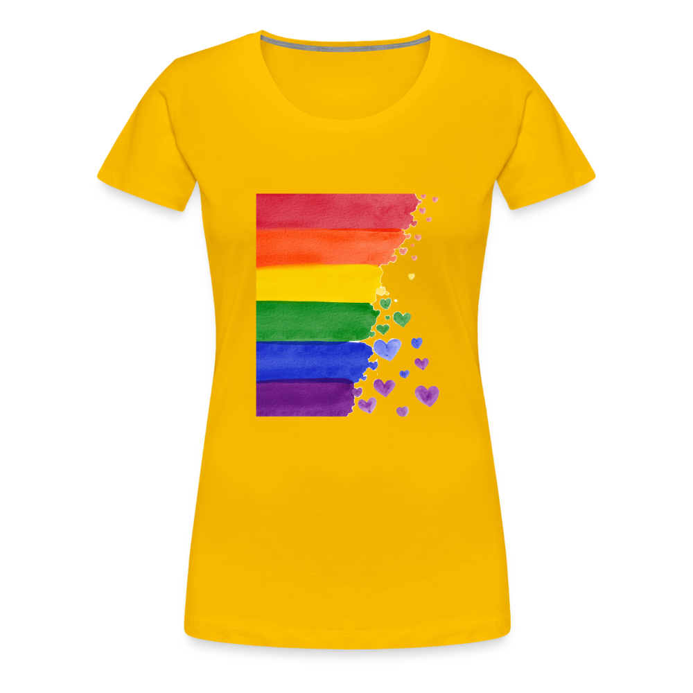 Frauen Premium T-Shirt - LGBT Streifen - Sonnengelb