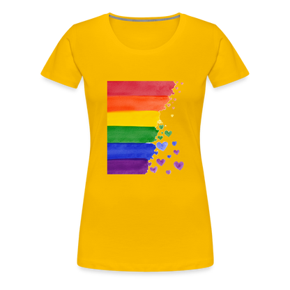 Frauen Premium T-Shirt - LGBT Streifen - Sonnengelb