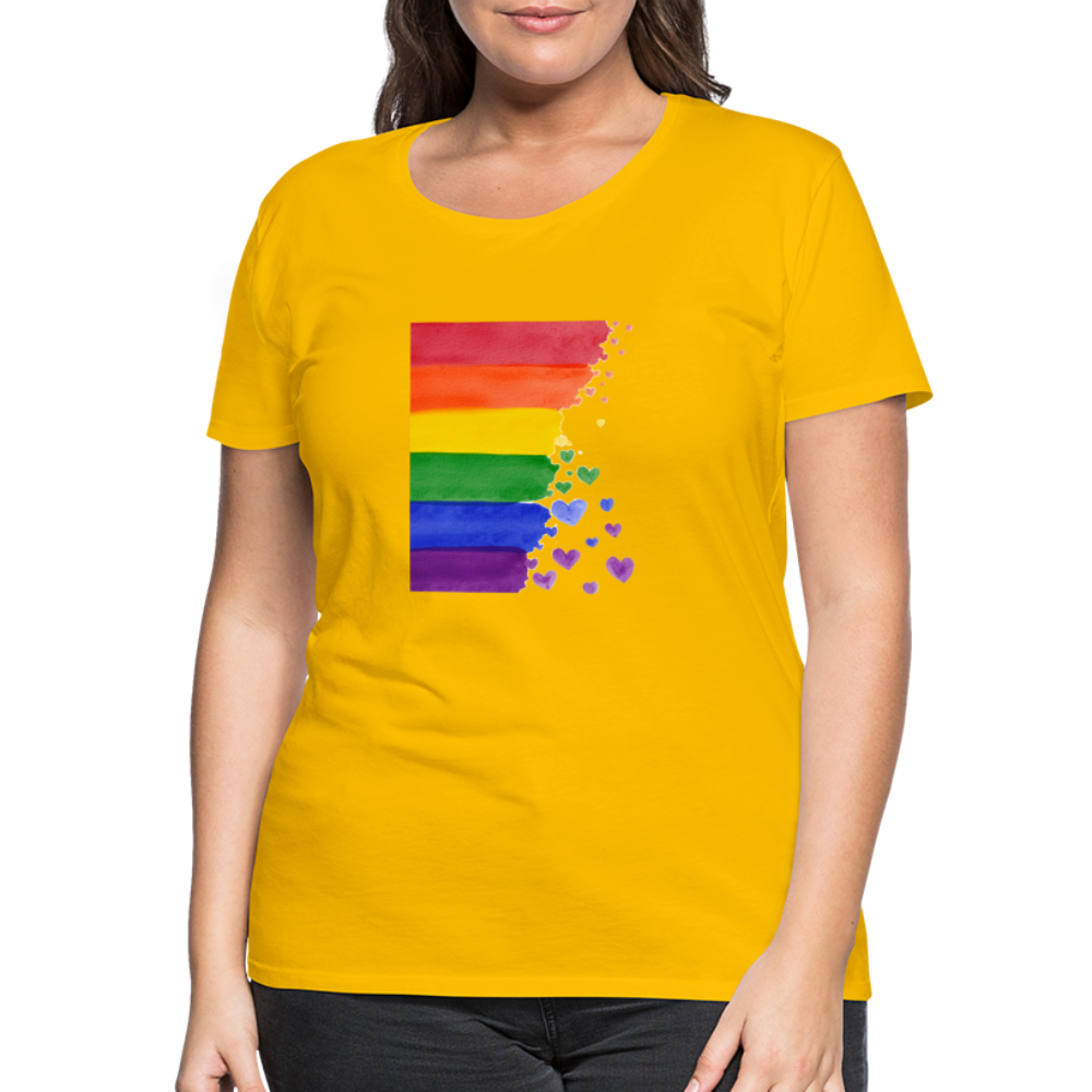 Frauen Premium T-Shirt - LGBT Streifen - Sonnengelb