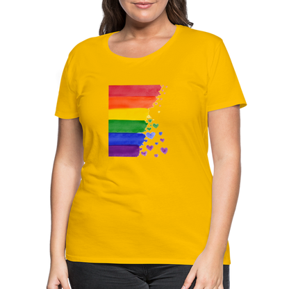 Frauen Premium T-Shirt - LGBT Streifen - Sonnengelb