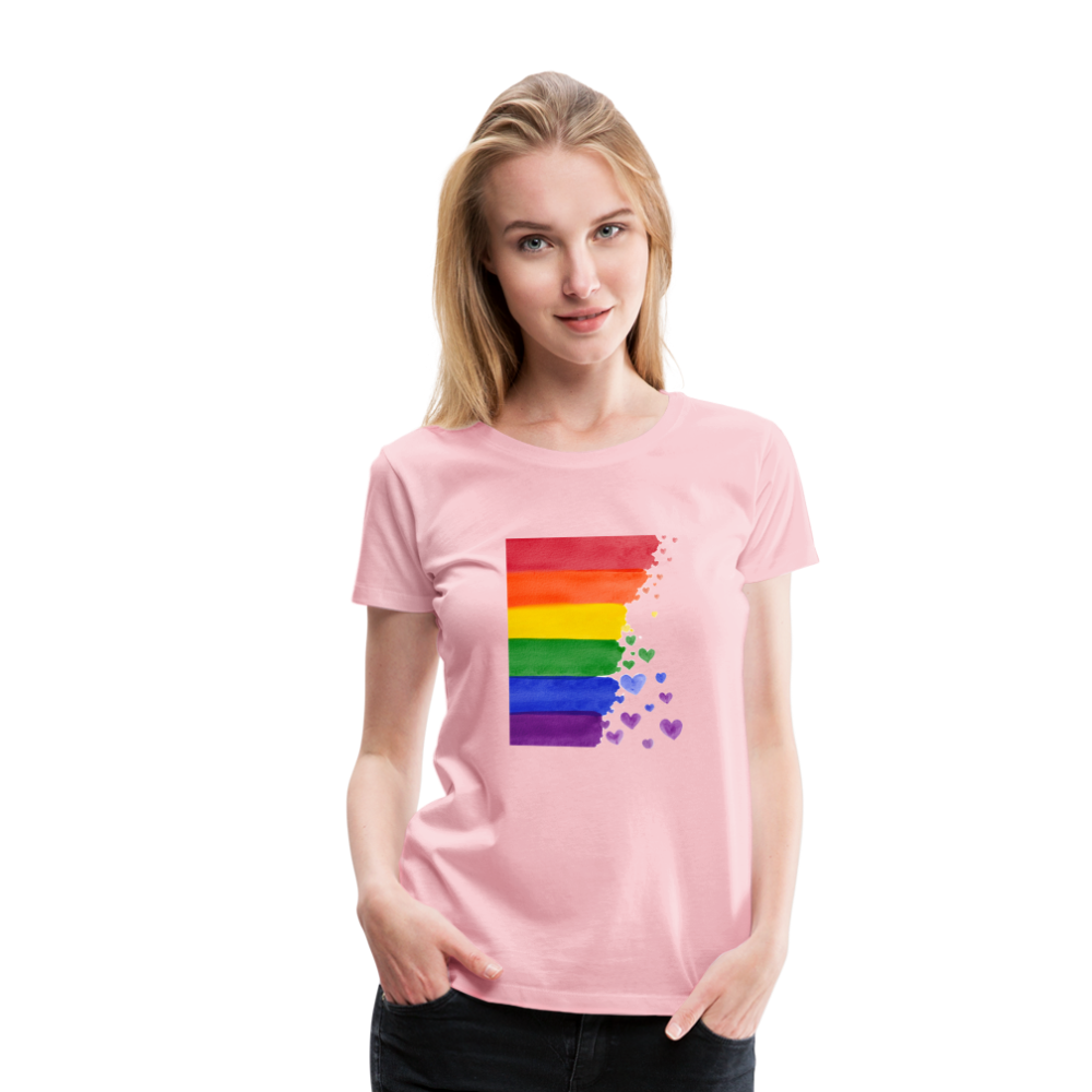 Frauen Premium T-Shirt - LGBT Streifen - Hellrosa