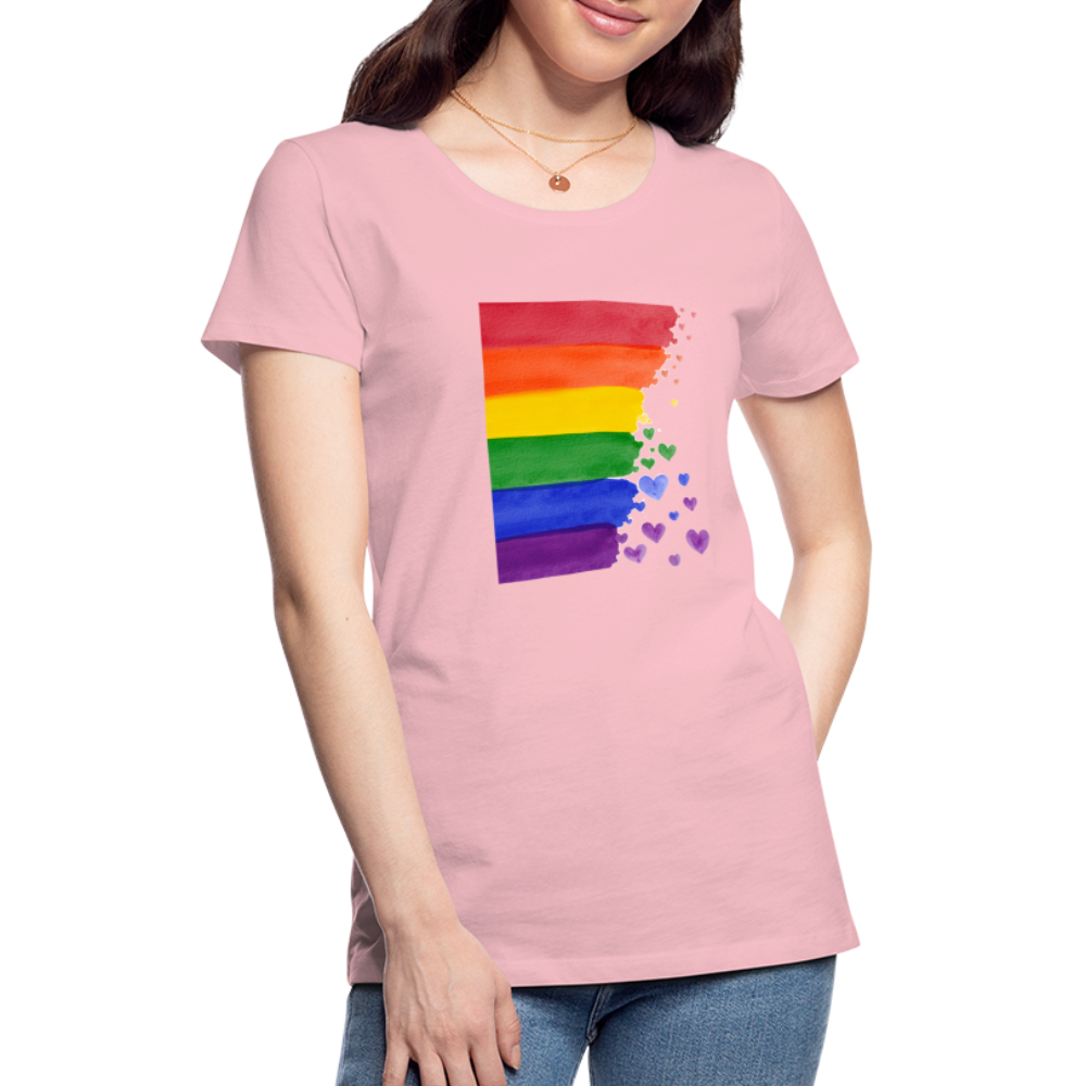 Frauen Premium T-Shirt - LGBT Streifen - Hellrosa