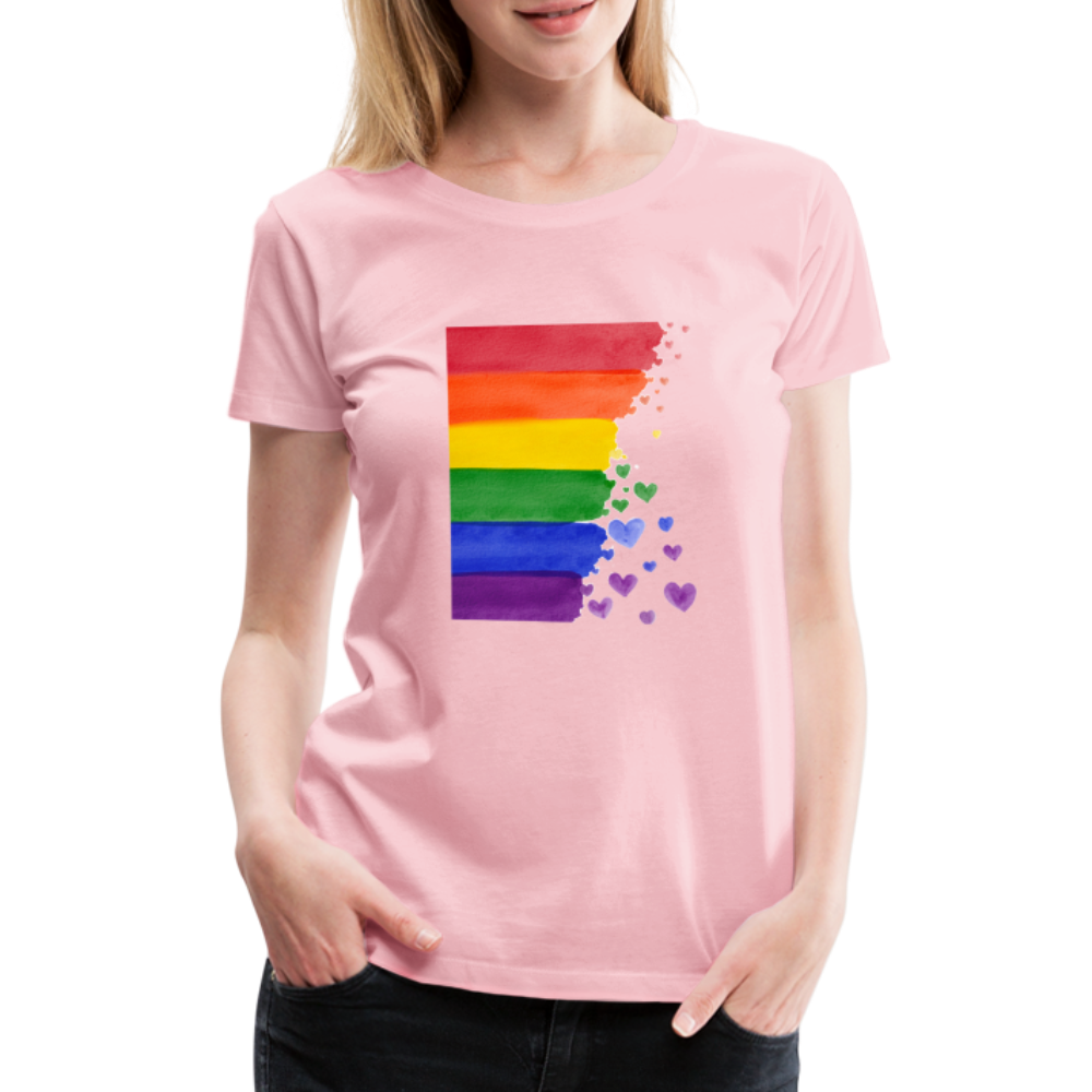 Frauen Premium T-Shirt - LGBT Streifen - Hellrosa