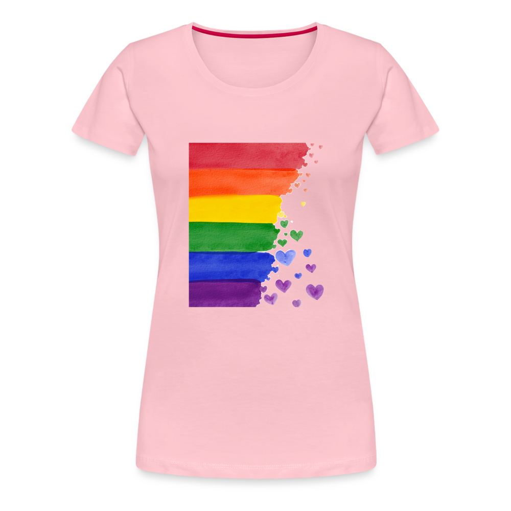 Frauen Premium T-Shirt - LGBT Streifen - Hellrosa