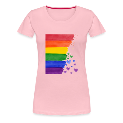 Frauen Premium T-Shirt - LGBT Streifen - Hellrosa