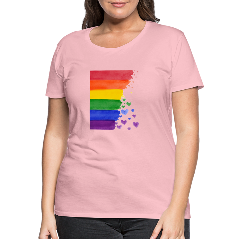 Frauen Premium T-Shirt - LGBT Streifen - Hellrosa