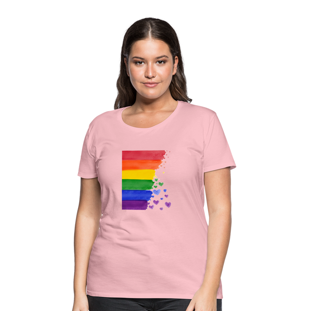 Frauen Premium T-Shirt - LGBT Streifen - Hellrosa