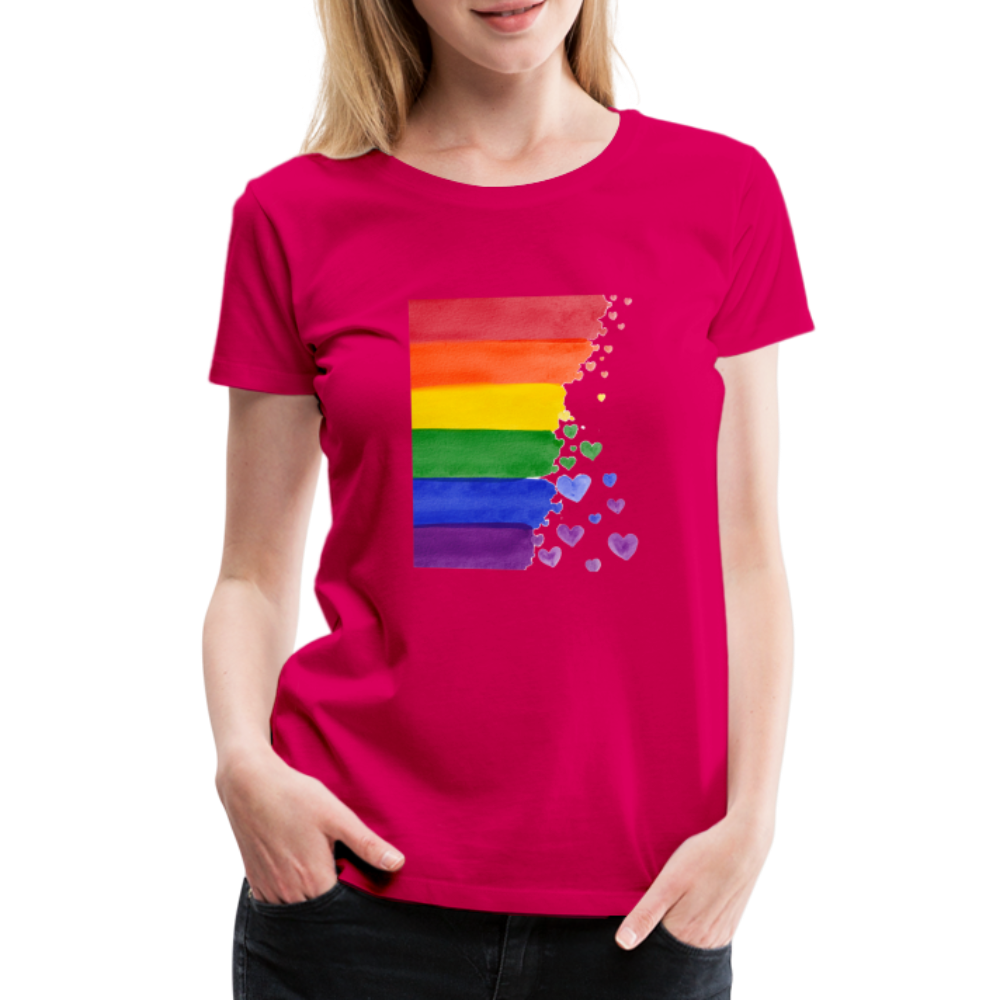 Frauen Premium T-Shirt - LGBT Streifen - dunkles Pink