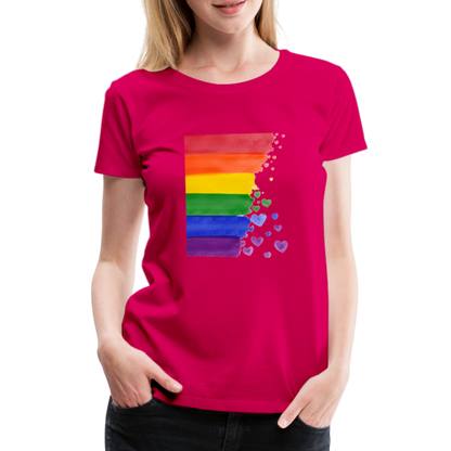 Frauen Premium T-Shirt - LGBT Streifen - dunkles Pink