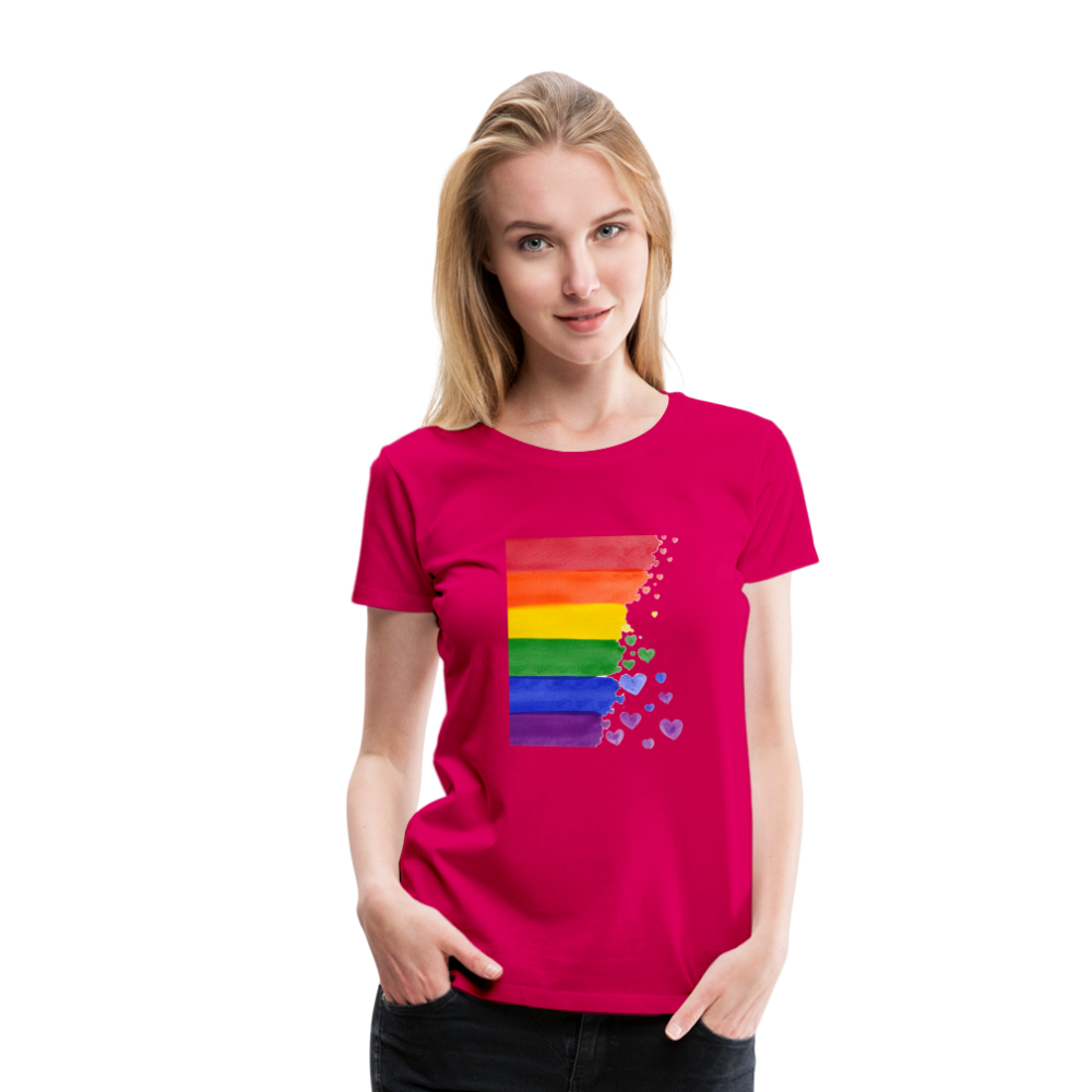 Frauen Premium T-Shirt - LGBT Streifen - dunkles Pink