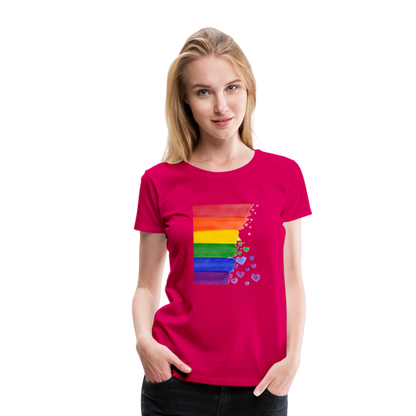 Frauen Premium T-Shirt - LGBT Streifen - dunkles Pink