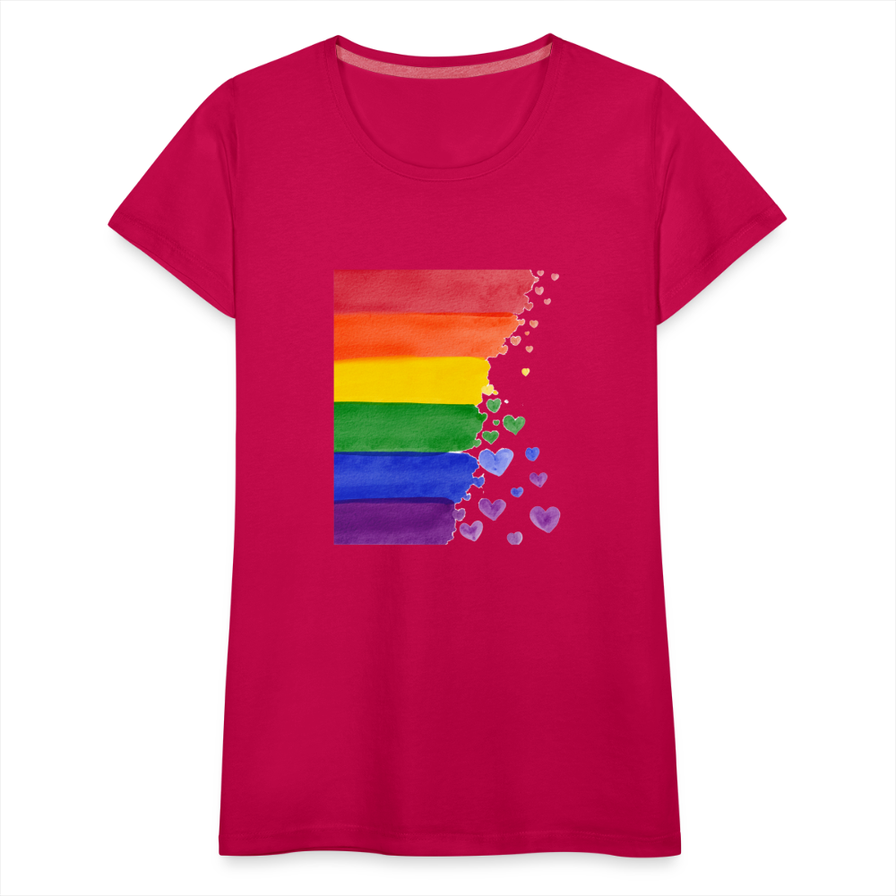 Frauen Premium T-Shirt - LGBT Streifen - dunkles Pink