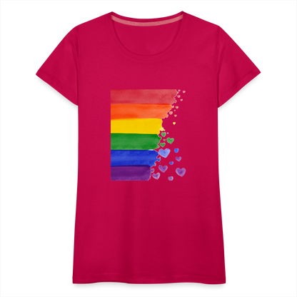 Frauen Premium T-Shirt - LGBT Streifen - dunkles Pink