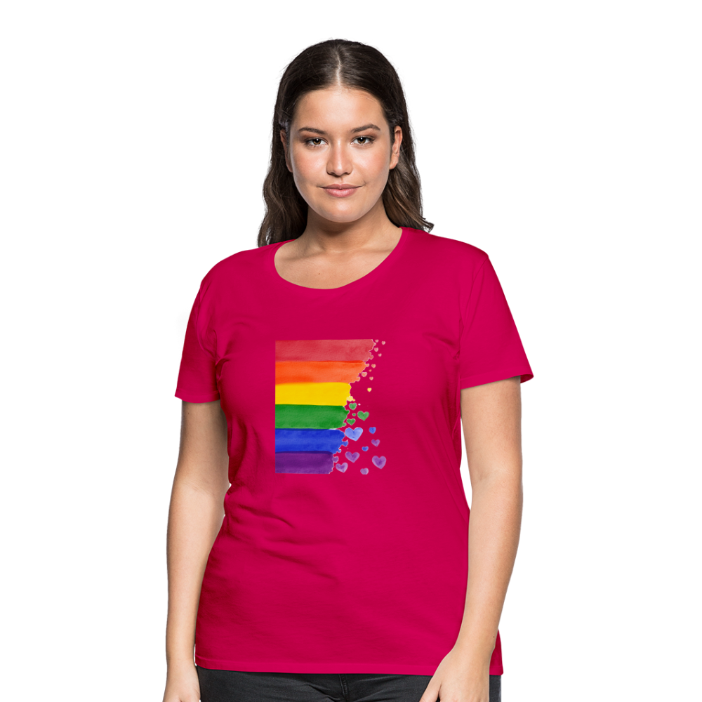 Frauen Premium T-Shirt - LGBT Streifen - dunkles Pink