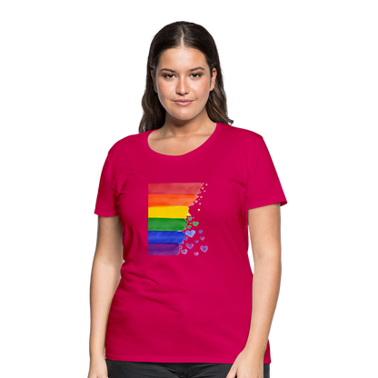 Frauen Premium T-Shirt - LGBT Streifen - dunkles Pink