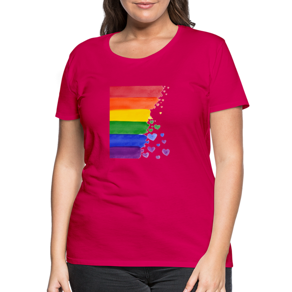 Frauen Premium T-Shirt - LGBT Streifen - dunkles Pink