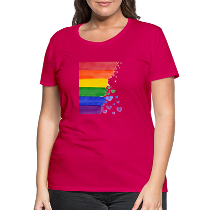 Frauen Premium T-Shirt - LGBT Streifen - dunkles Pink