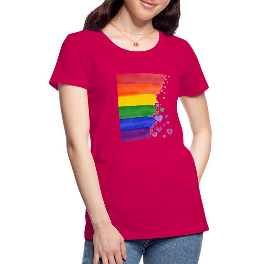 Frauen Premium T-Shirt - LGBT Streifen - dunkles Pink