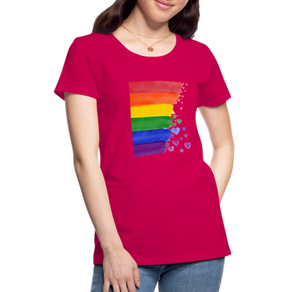 Frauen Premium T-Shirt - LGBT Streifen - dunkles Pink