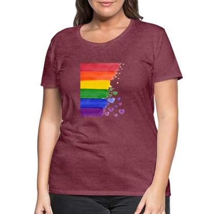 Frauen Premium T-Shirt - LGBT Streifen - Bordeauxrot meliert