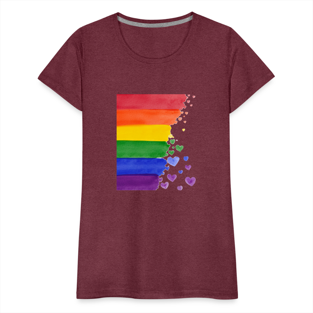 Frauen Premium T-Shirt - LGBT Streifen - Bordeauxrot meliert