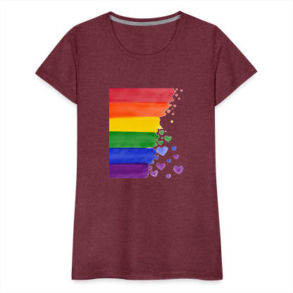 Frauen Premium T-Shirt - LGBT Streifen - Bordeauxrot meliert