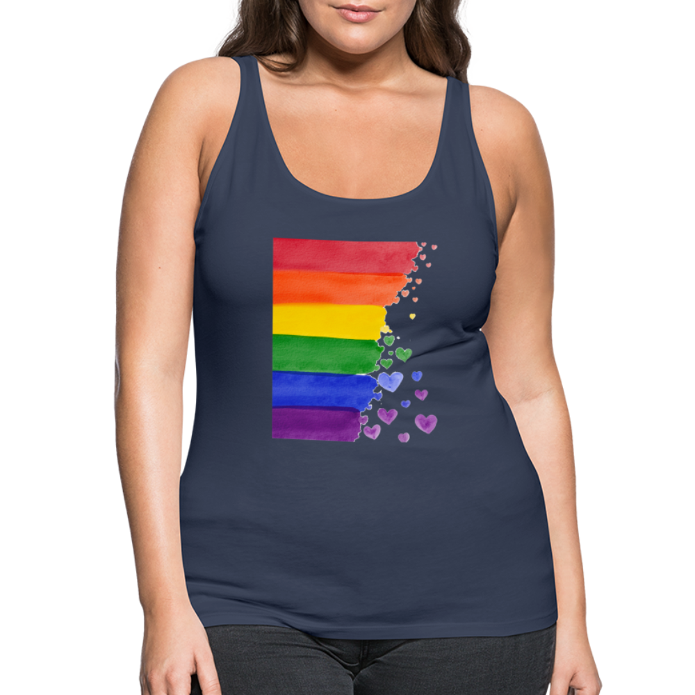 Frauen Premium Tank Top - LGBT Streifen - Navy