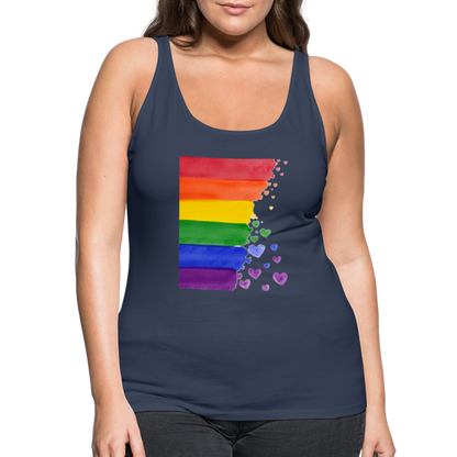 Frauen Premium Tank Top - LGBT Streifen - Navy