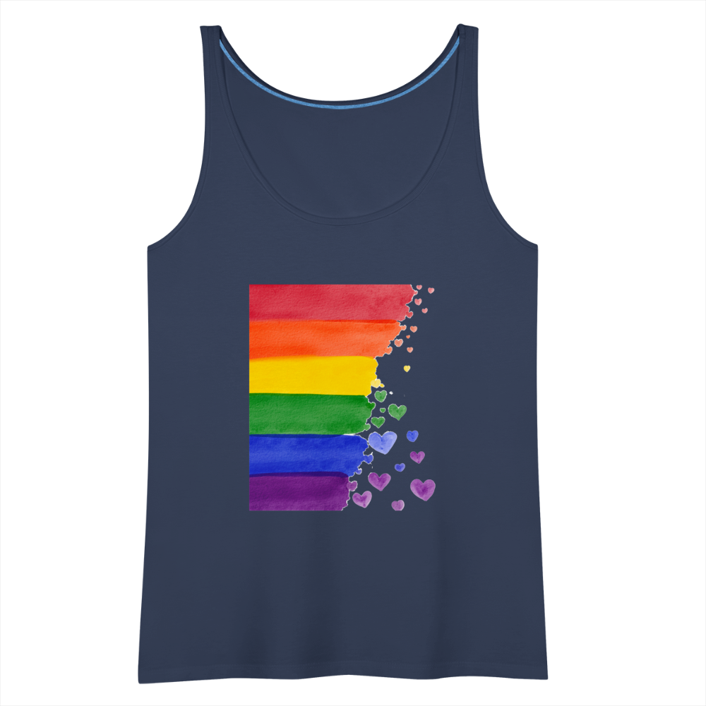 Frauen Premium Tank Top - LGBT Streifen - Navy